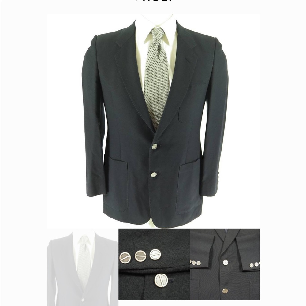 Vintage 80’s Christian Dior Single Breasted Navy Blue Suit Jacket